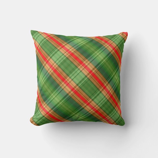 Cojín decorativo de campo rojo y verde (Anverso)