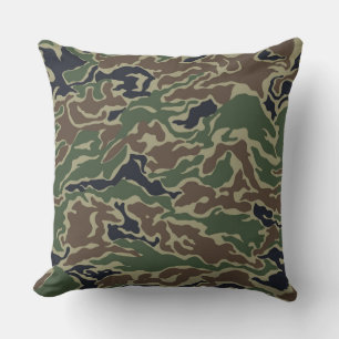 Cojín decorativo de camuflaje marrón verde oscuro