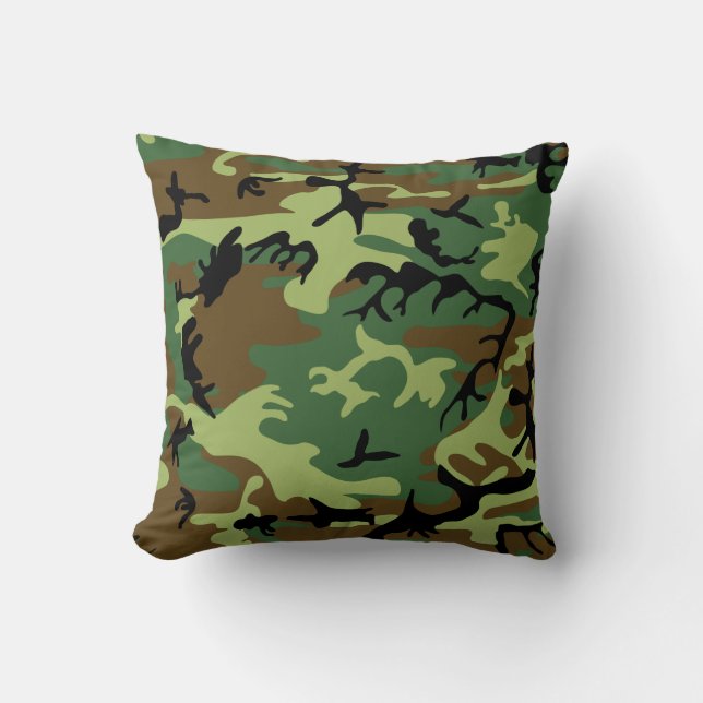 Cojín decorativo de camuflaje verde (Anverso)