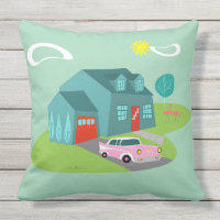 Cojín decorativo de casas suburbanas retro