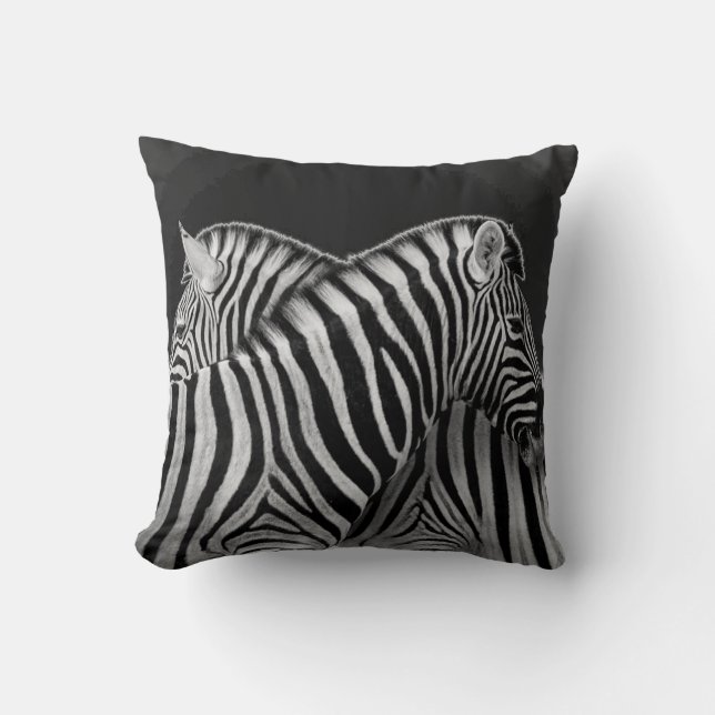 Cojín decorativo de cebra blanco y negro (Anverso)