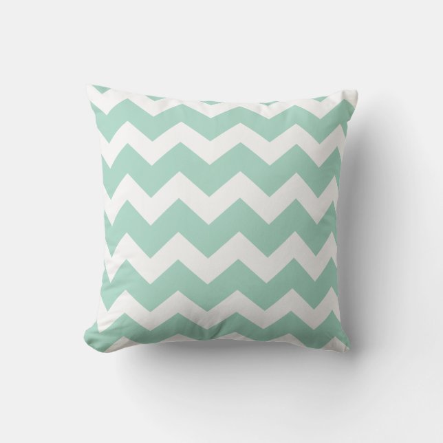 Cojín decorativo de Chevron de la menta (Anverso)