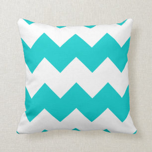 Cojín decorativo de Chevron de la turquesa