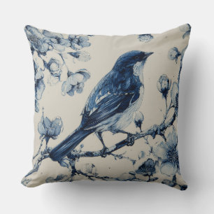 Cojín Decorativo de Chinoiserie de Pájaros y Flore