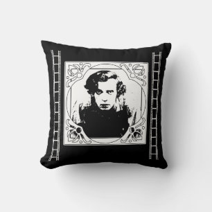 Cojín decorativo de cine en casa en blanco y negro