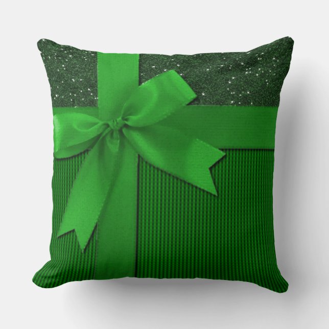 Cojín decorativo de cinta de Navidades verdes (Anverso)
