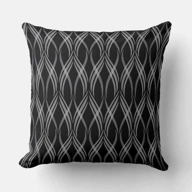 Cojín decorativo de cintas blancas y negras revers (Anverso)