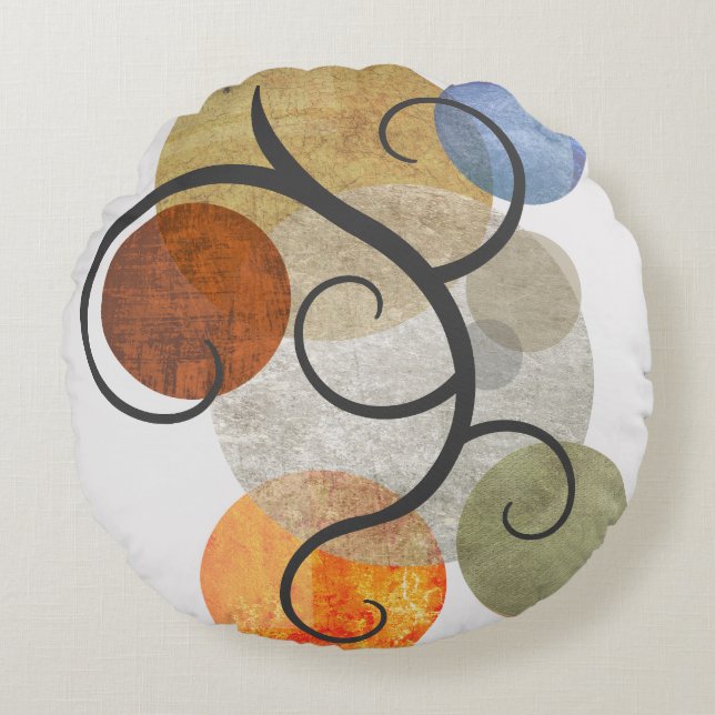 Cojín decorativo de círculos con patrones contempo (Anverso)