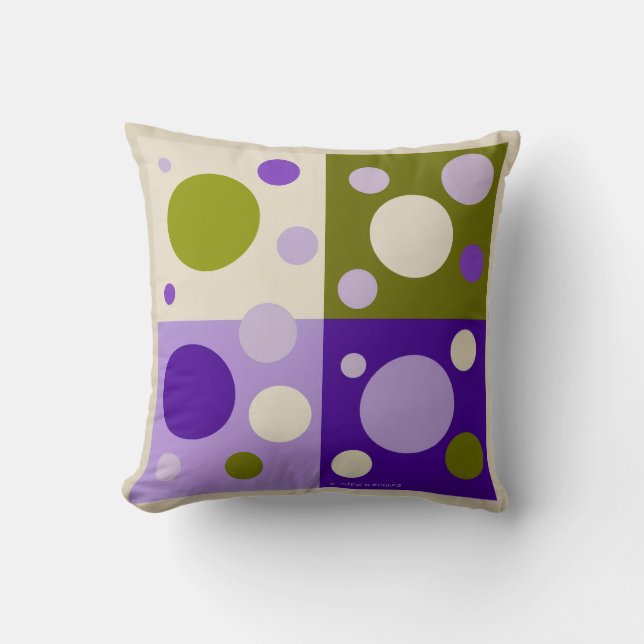 COJÍN DECORATIVO DE CÍRCULOS POP DE RETRO. (Anverso)