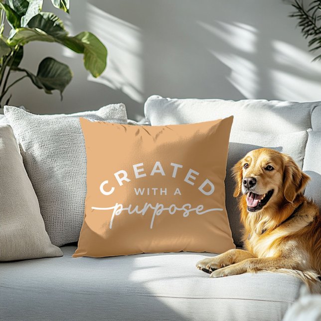 Cojín decorativo de cita cristiana de mostaza (Subido por el creador)