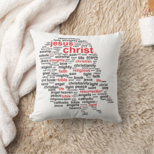 Cojín decorativo de Collage de Palabras de Cristo 