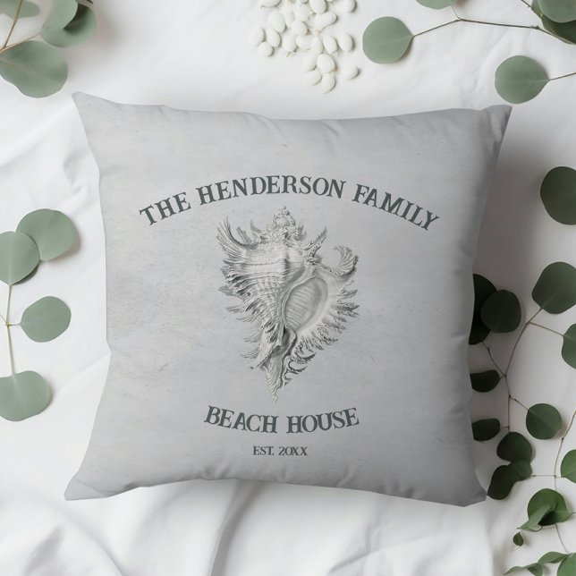 Cojín decorativo de concha gris (Gray Conch Shell Throw Pillow)