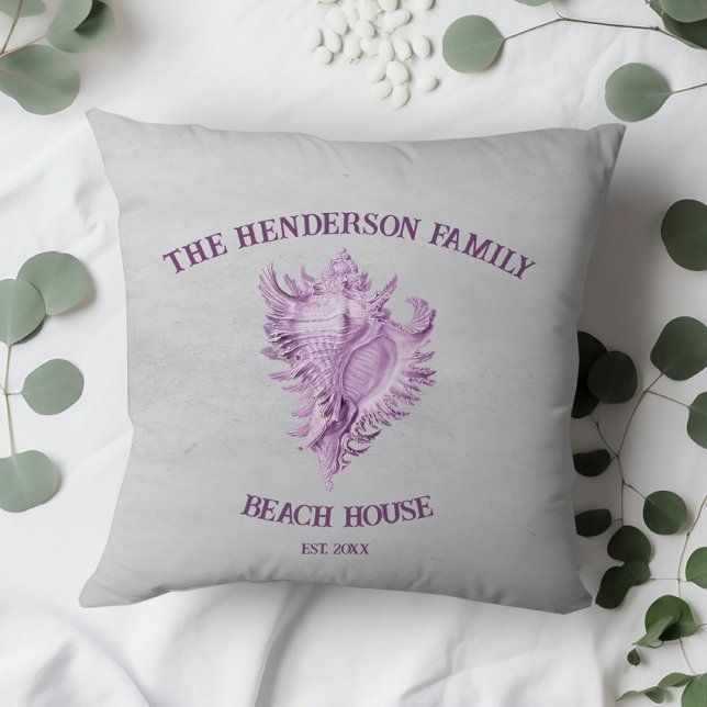 Cojín decorativo de concha magenta (Magenta Conch Shell Throw Pillow)