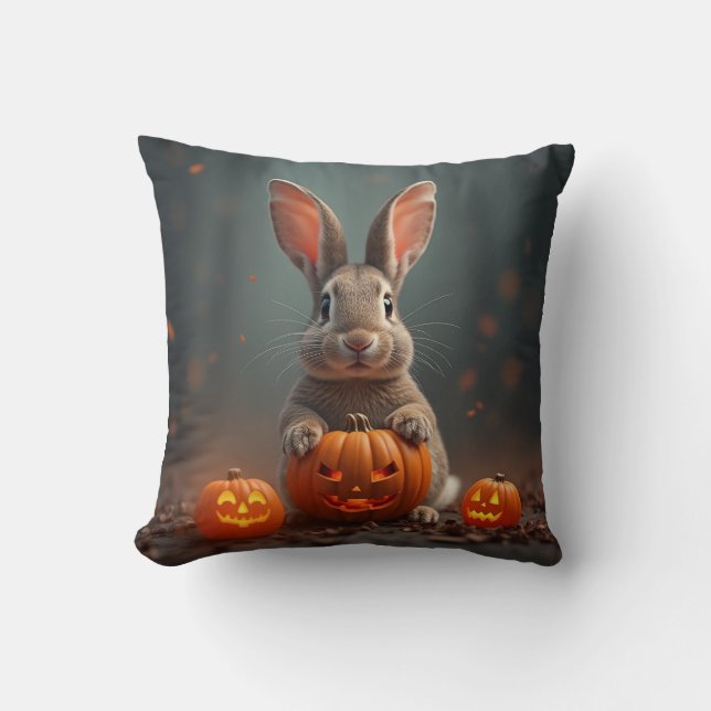 Cojín decorativo de Conejo de Halloween (Anverso)