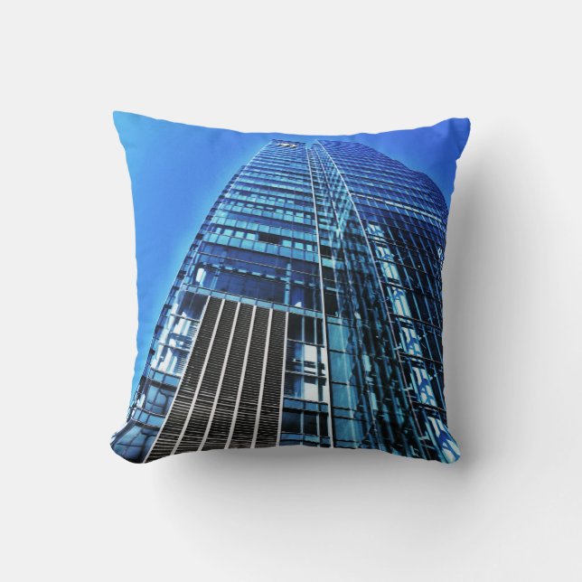 Cojín decorativo de construcción industrial azul (Anverso)