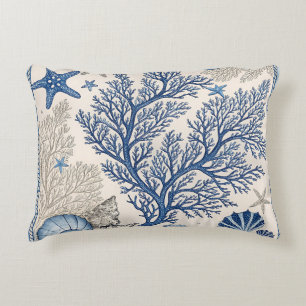 Cojín decorativo de coral azul - Patrón oceánico c