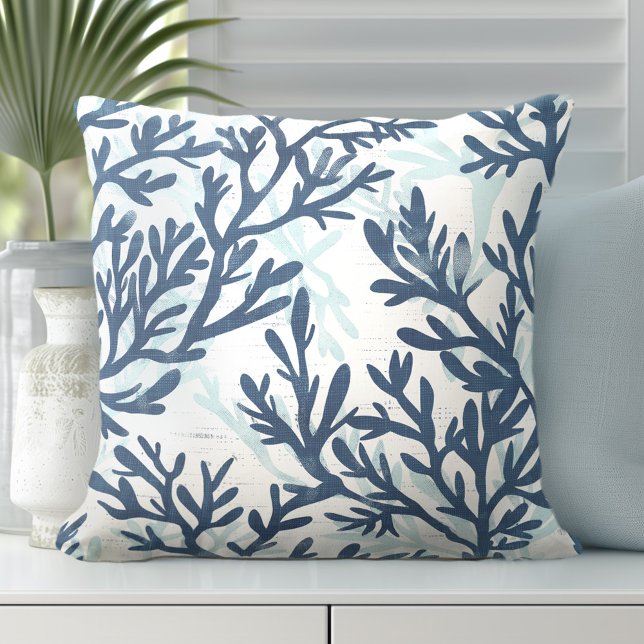 Cojín decorativo de coral azul y blanco (Subido por el creador)