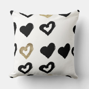 Cojín decorativo de Corazones Negro y Oro