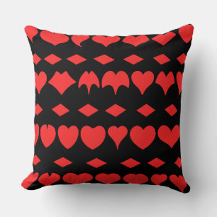 Cojín decorativo de corazones rojos y diamantes