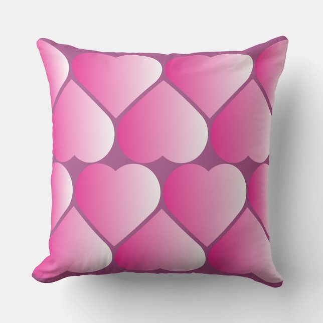 Cojín decorativo de corazones rosados (Anverso)