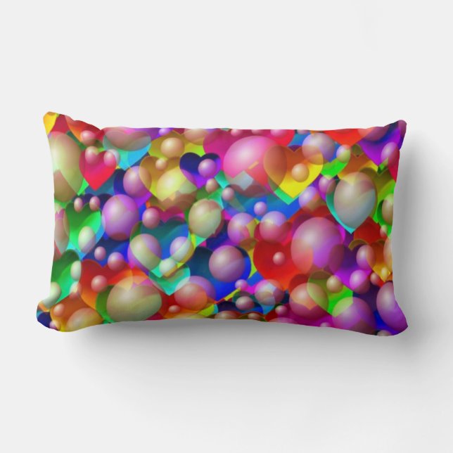 Cojín decorativo de Corazones y Burbujas (Anverso)