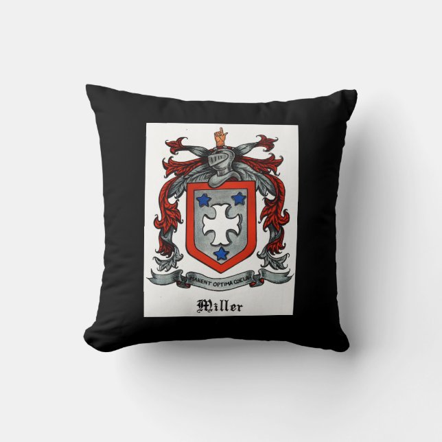 Cojín decorativo de cresta familiar Miller (Anverso)