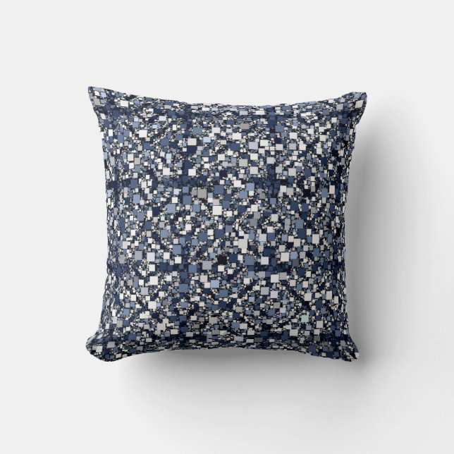 Cojín decorativo de cuadrados azules (Anverso)