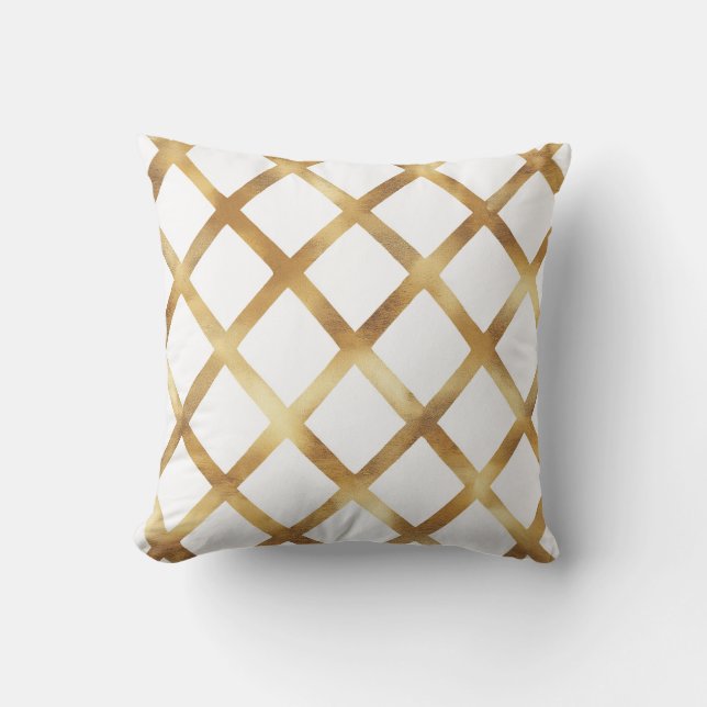 Cojín decorativo de Cuadrícula de Diamantes Blanco (Anverso)