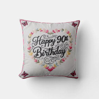 Cojín decorativo de cumpleaños 90 de Floral Vintag
