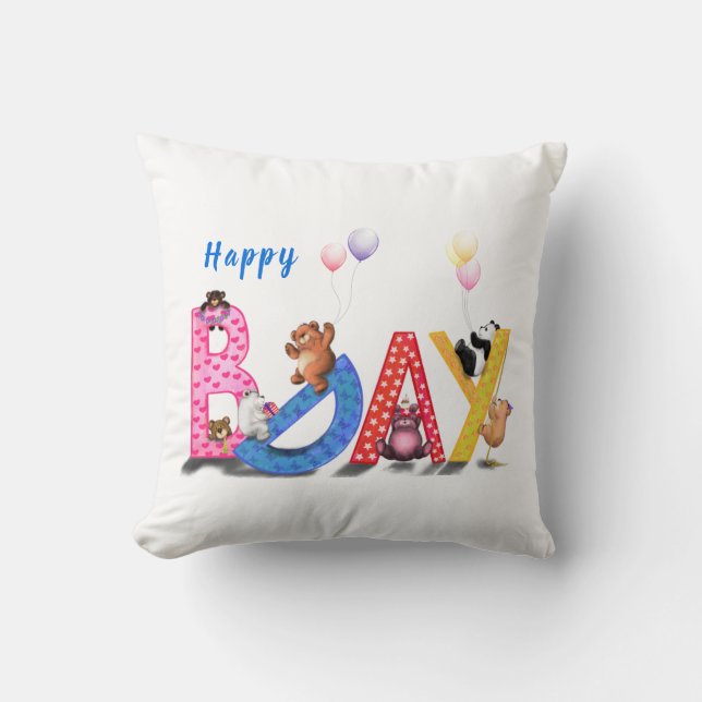 Cojín decorativo de cumpleaños feliz bebé bebe Fie (Anverso)