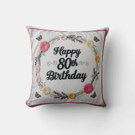 Cojín decorativo de cumpleaños número 80 personali