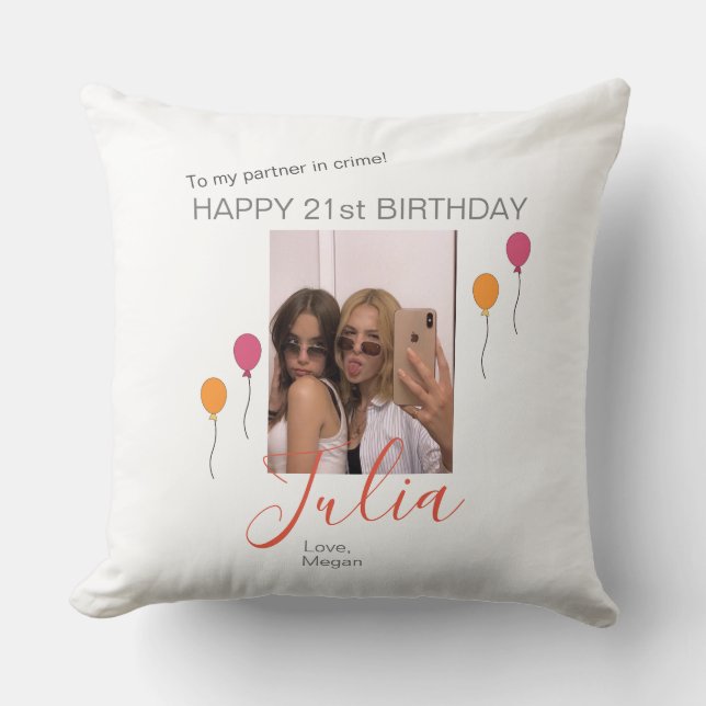 Cojín decorativo de cumpleaños personalizado para  (Anverso)