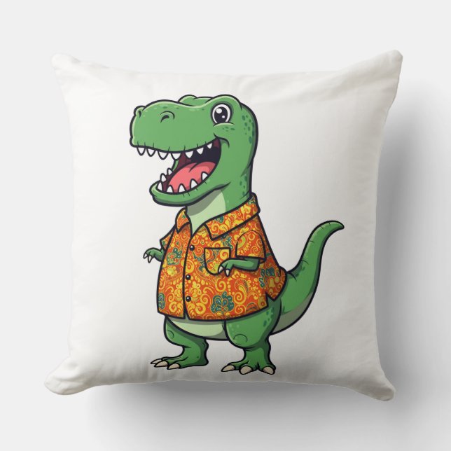 Cojín decorativo de dinosaurio lindo - Personaliza (Anverso)