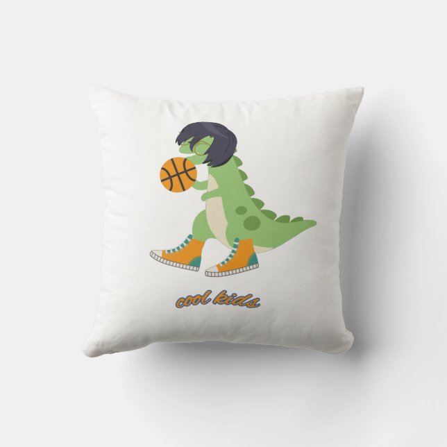 Cojín decorativo de Dinosaurios de Baloncesto Infa (Reverso)