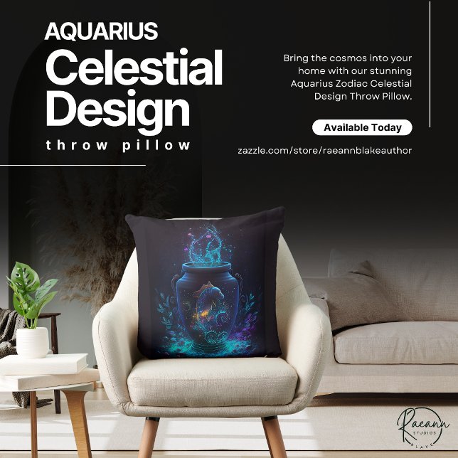 Cojín decorativo de diseño celeste Aquarius Zodiac (Subido por el creador)