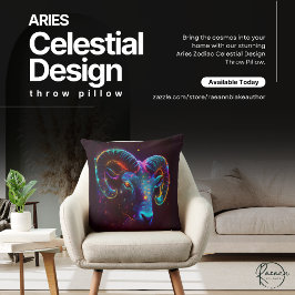Cojín decorativo de diseño celeste de Aries Zodiac