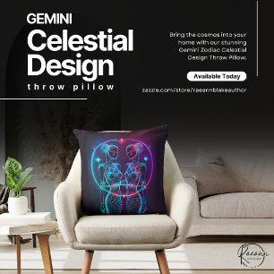 Cojín decorativo de diseño celeste gemini zodiaco