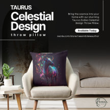 Cojín decorativo de diseño celeste Taurus Zodiac