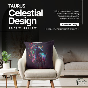 Cojín decorativo de diseño celeste Taurus Zodiac