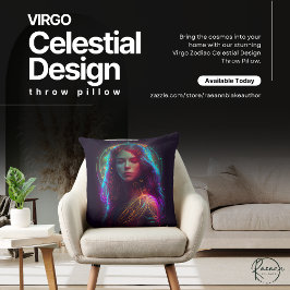 Cojín decorativo de diseño celeste Virgo Zodiac