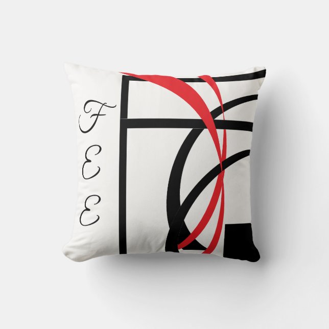 Cojín decorativo de diseño curvo moderno rojo blan (Anverso)