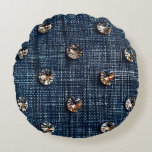 Cojín decorativo de diseño de denim y redondo de d<br><div class="desc">Cojín decorativo de diseño de denim y redondo de diamantes</div>