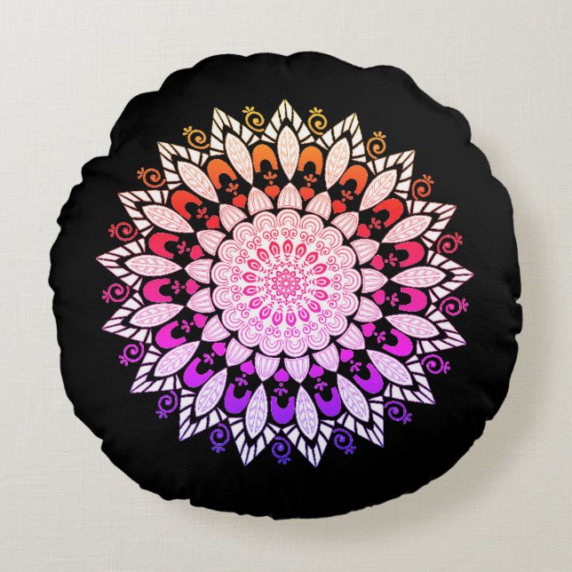 Cojín decorativo de diseño de flores de Mandala (Anverso)
