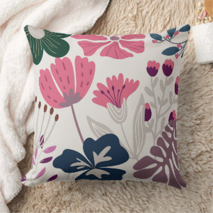Cojín decorativo de diseño de flores modernas vibr