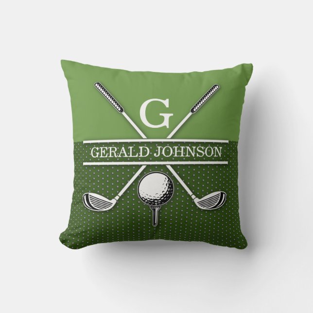 Cojín decorativo de diseño de monograma de golf (Anverso)