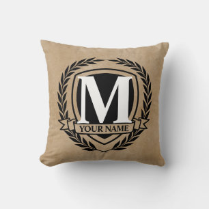 Cojín decorativo de diseño de monograma Laurel
