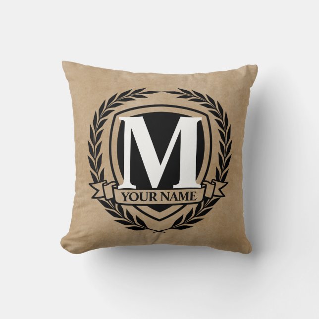 Cojín decorativo de diseño de monograma Laurel (Anverso)