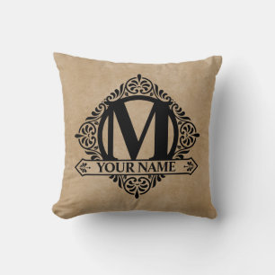Cojín decorativo de diseño de monograma ordenado