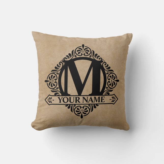 Cojín decorativo de diseño de monograma ordenado (Anverso)