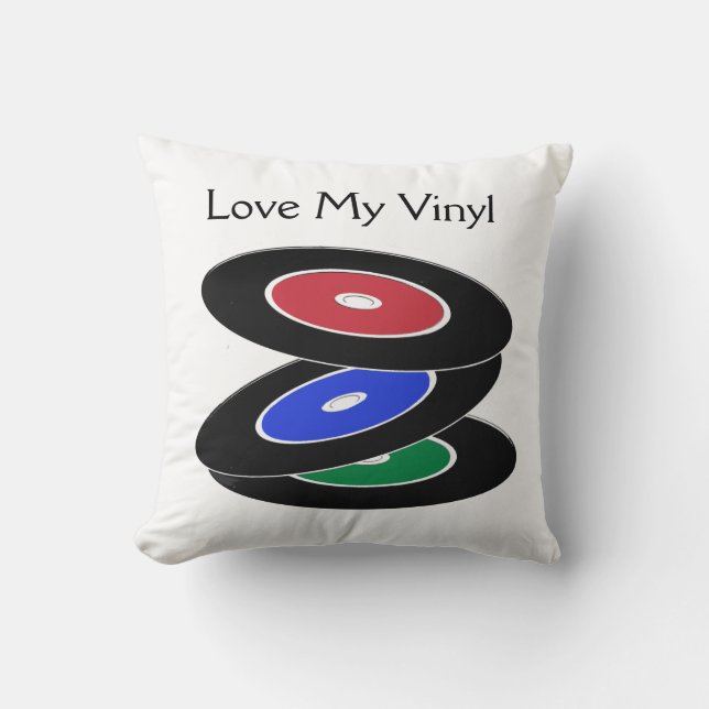 Cojín decorativo de diseño de registros de vinilo  (Anverso)